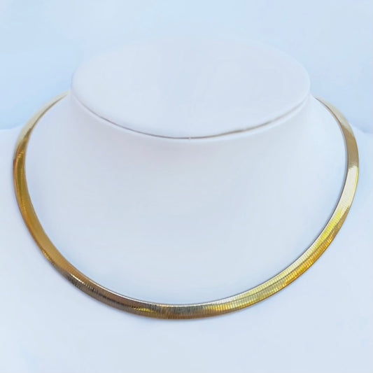 Two Tone Reversible Sterling Silver Omega Chain With 14k Gold Plated Italian 6mm Wide and 16 inches long.