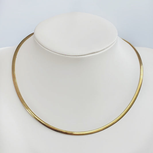 Two Tone Reversible Italian Sterling Silver Omega Chain with 14k Gold Plated Side 4mm Wide 18” Long