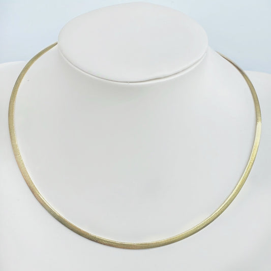 Two Tone Reversible Italian Sterling Silver Omega Chain with 14K Gold Plated Side 4mm Wide 20” Long