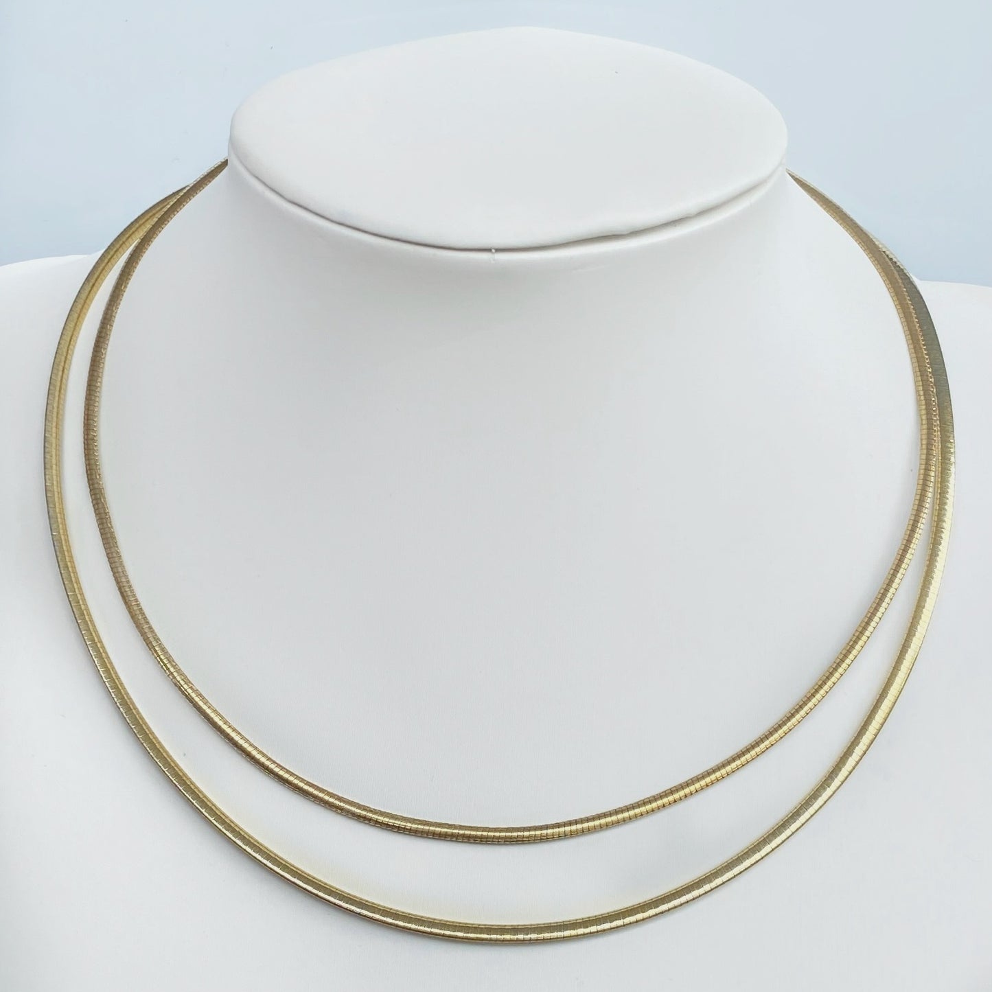 Two Tone Reversible Sterling Silver Omega Chain with 14K Gold Plated Side 3mm Wide 20” Long