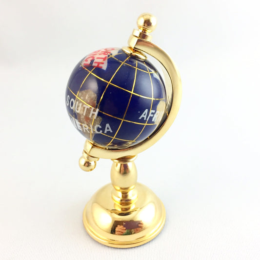 Gem Globe Lapis Ocean on a Brass Stand 30mm
