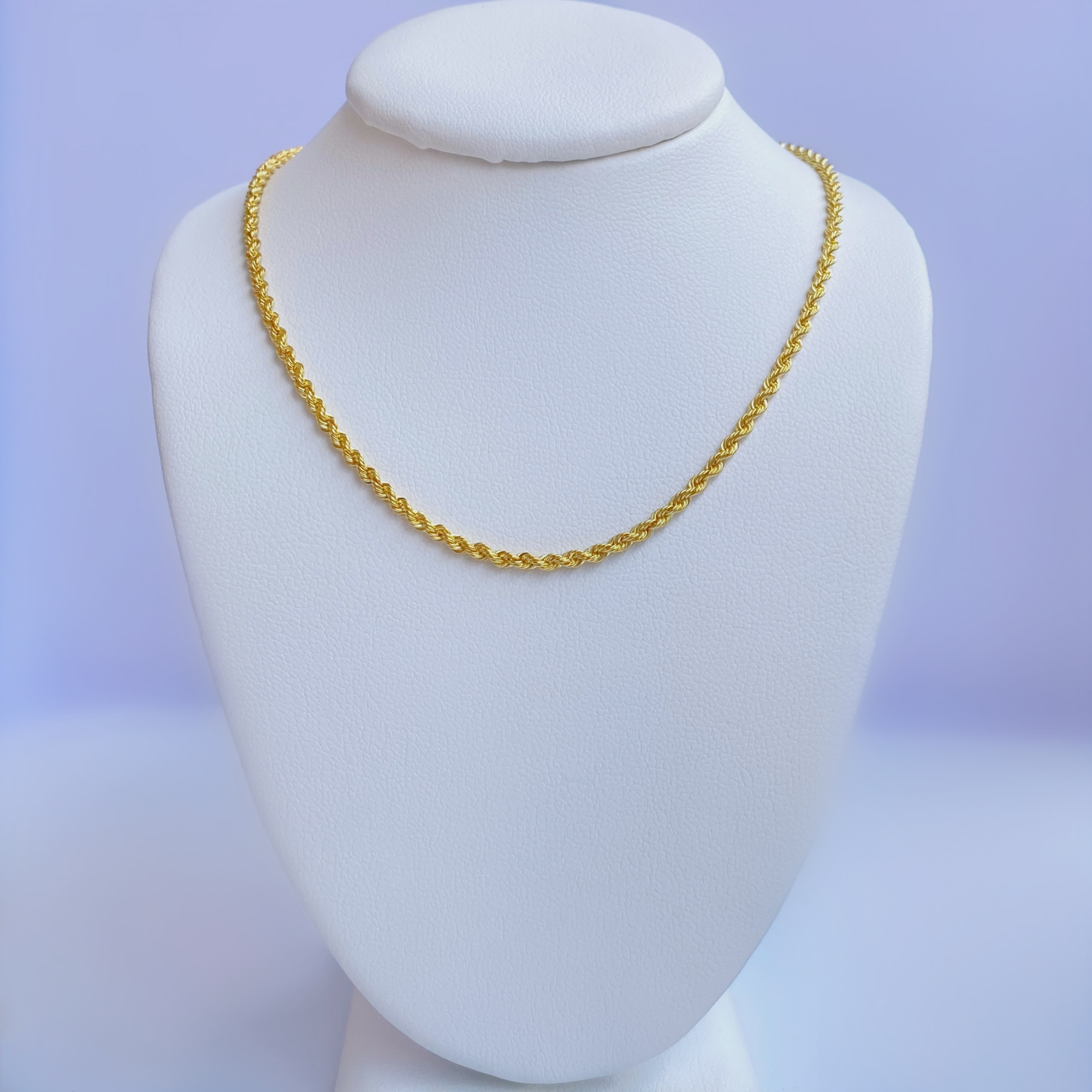 10K Yellow Gold Rope Chain Necklace 16" - NEW