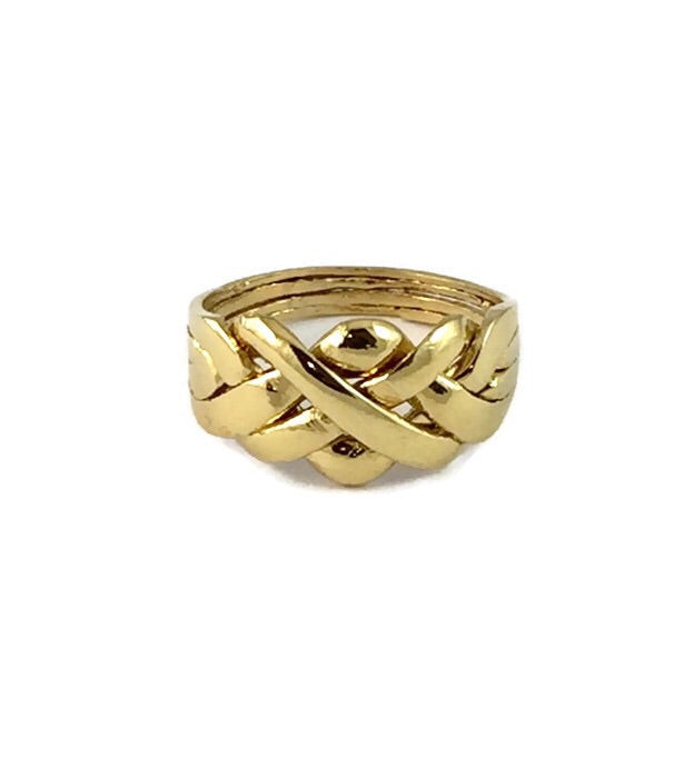 Puzzle Ring 4 Piece Sterling Silver 14K Gold Plated